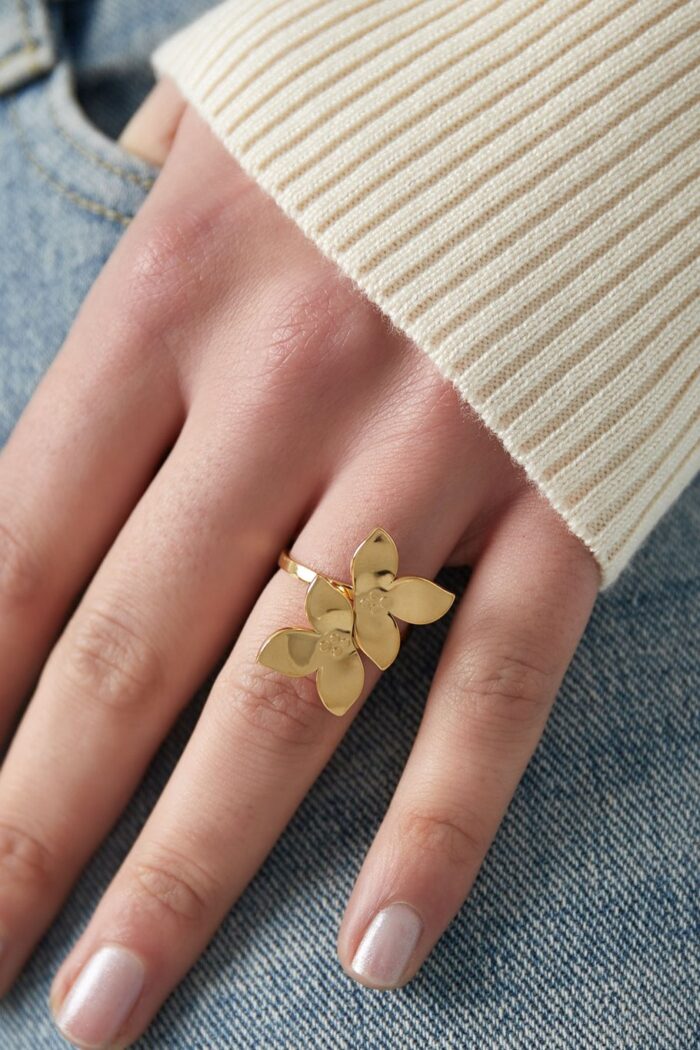 Ring flower duo goud - Afbeelding 2